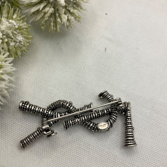COPY - SAINT LAURENT Metallic  Monogram Brooch - Picture 4 of 6